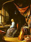 A Woman playing a Clavichord